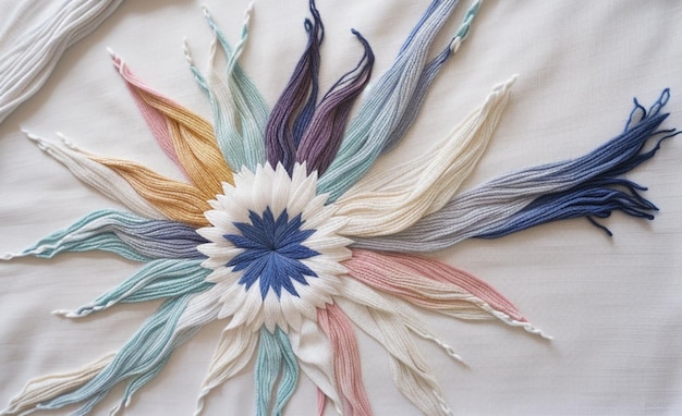 Kolorowy haft na materiale